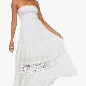 Zesica white tube top boho dress
